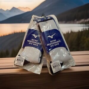 Lot Of 2 Mizuno Retro Performance OTC Sock White Black M 9-12 W 10-13 Shoe Sz.‎